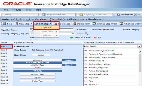 Copy Variable Menu